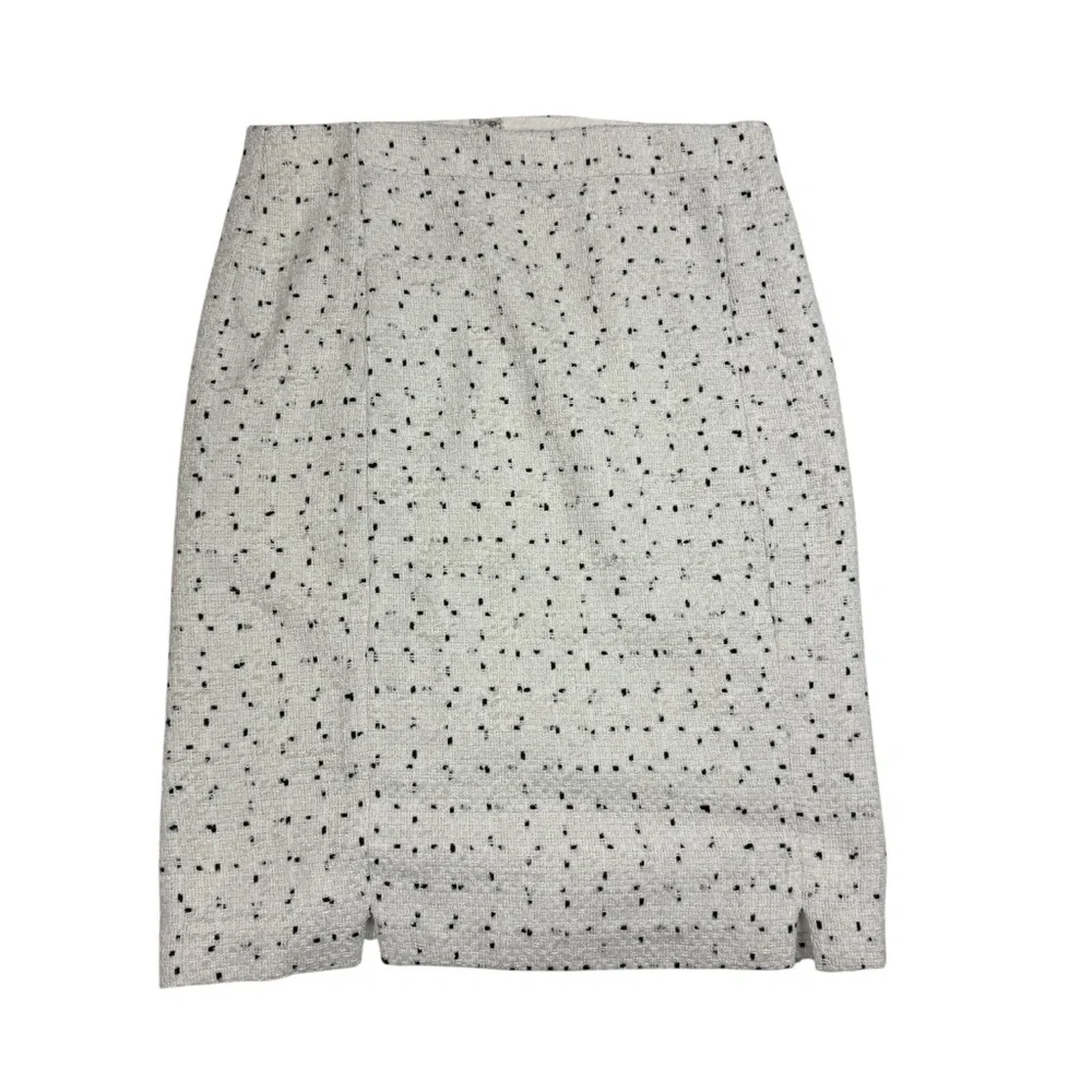 Ann Taylor Cream Pencil Skirt with Black Dots